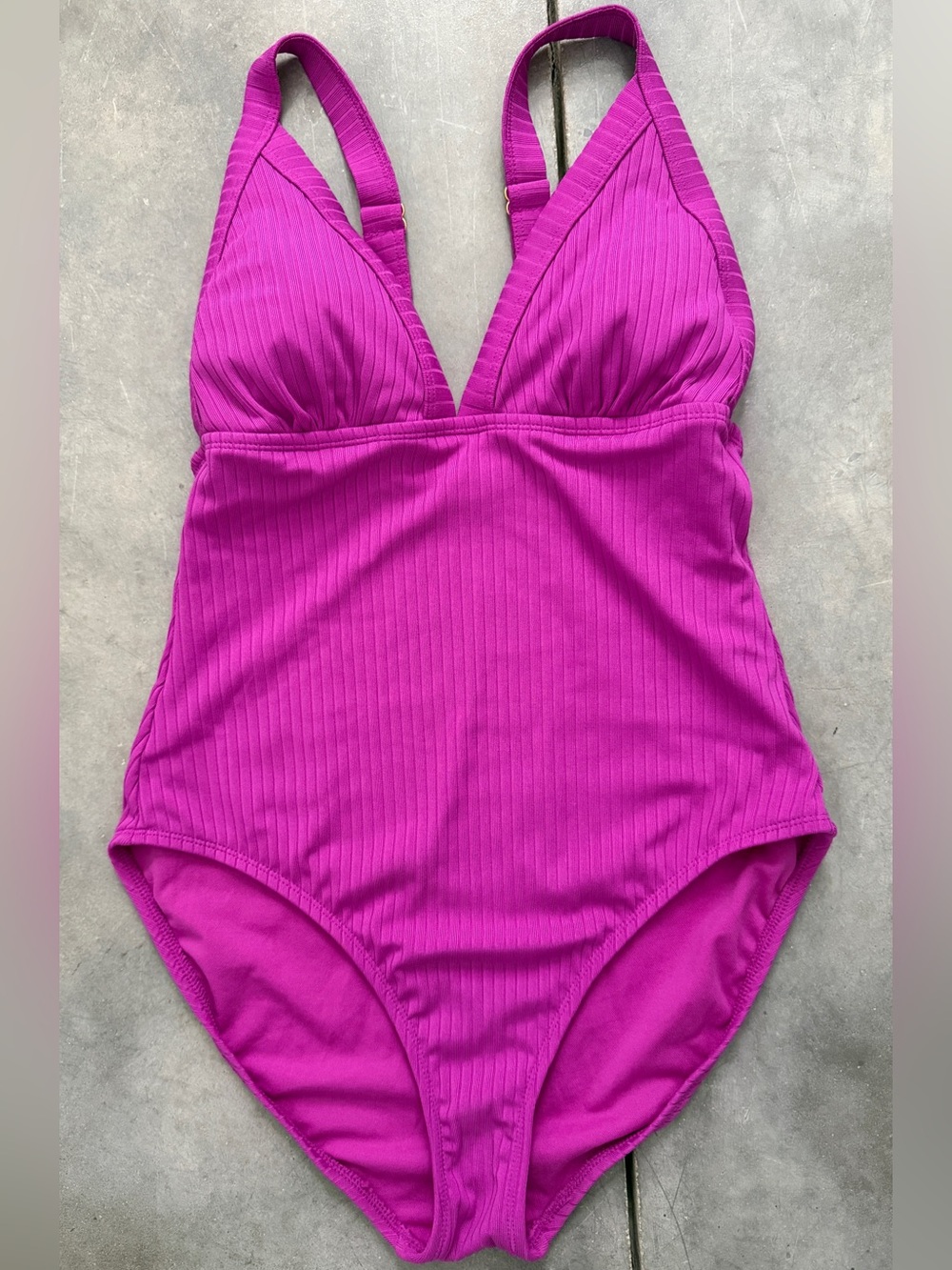 Shade & Shore Hot Pink Ribbed One-Piece Swimsuit